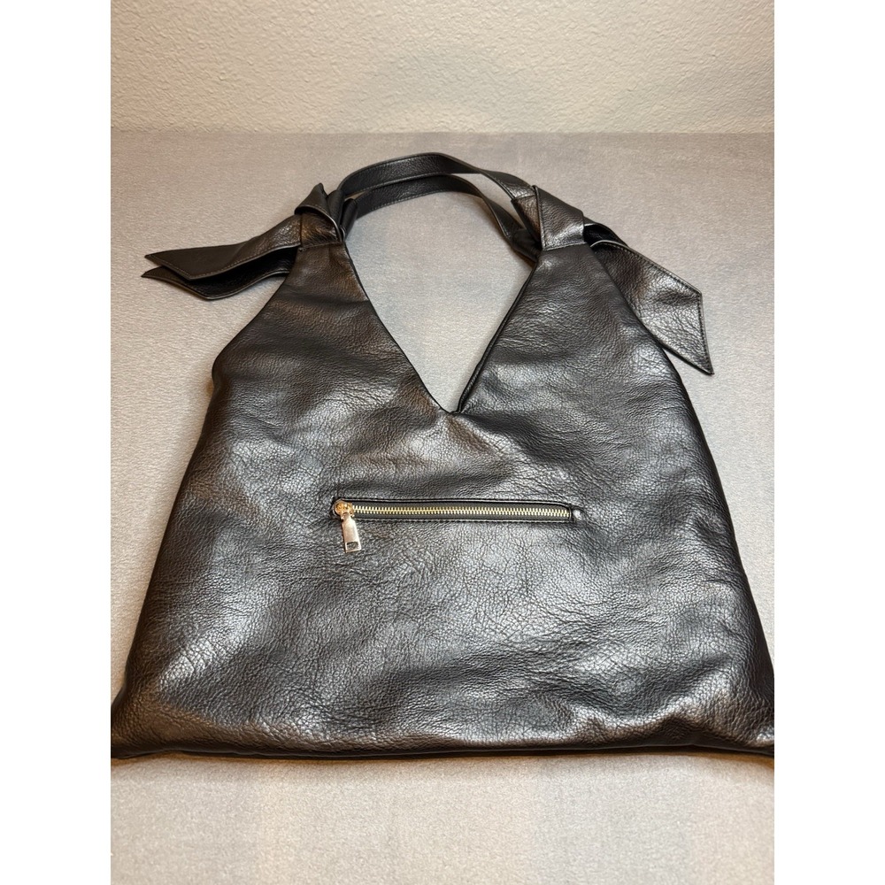 Midnight Gothic Black Hobo Bag Tote, Faux Vegan Leather